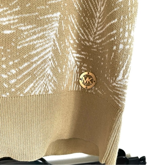 Michael Kors Two Piece Knit Set Tank Top And Skirt In Khaki & White Size L NWT - Picture 4 of 9